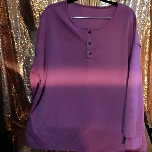 Long Sleeve Henley Top - Plum Purple